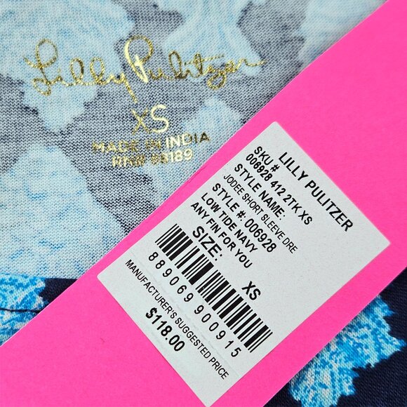 Lilly Pulitzer Jodee Swing Dress • Low Tide Navy Any Fin for You - Picture 5 of 5